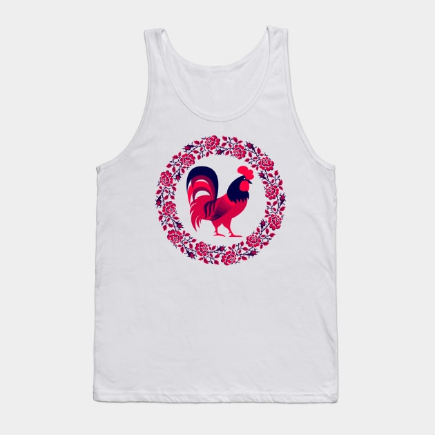 Rooster Blossom Tank Top by MarynArts